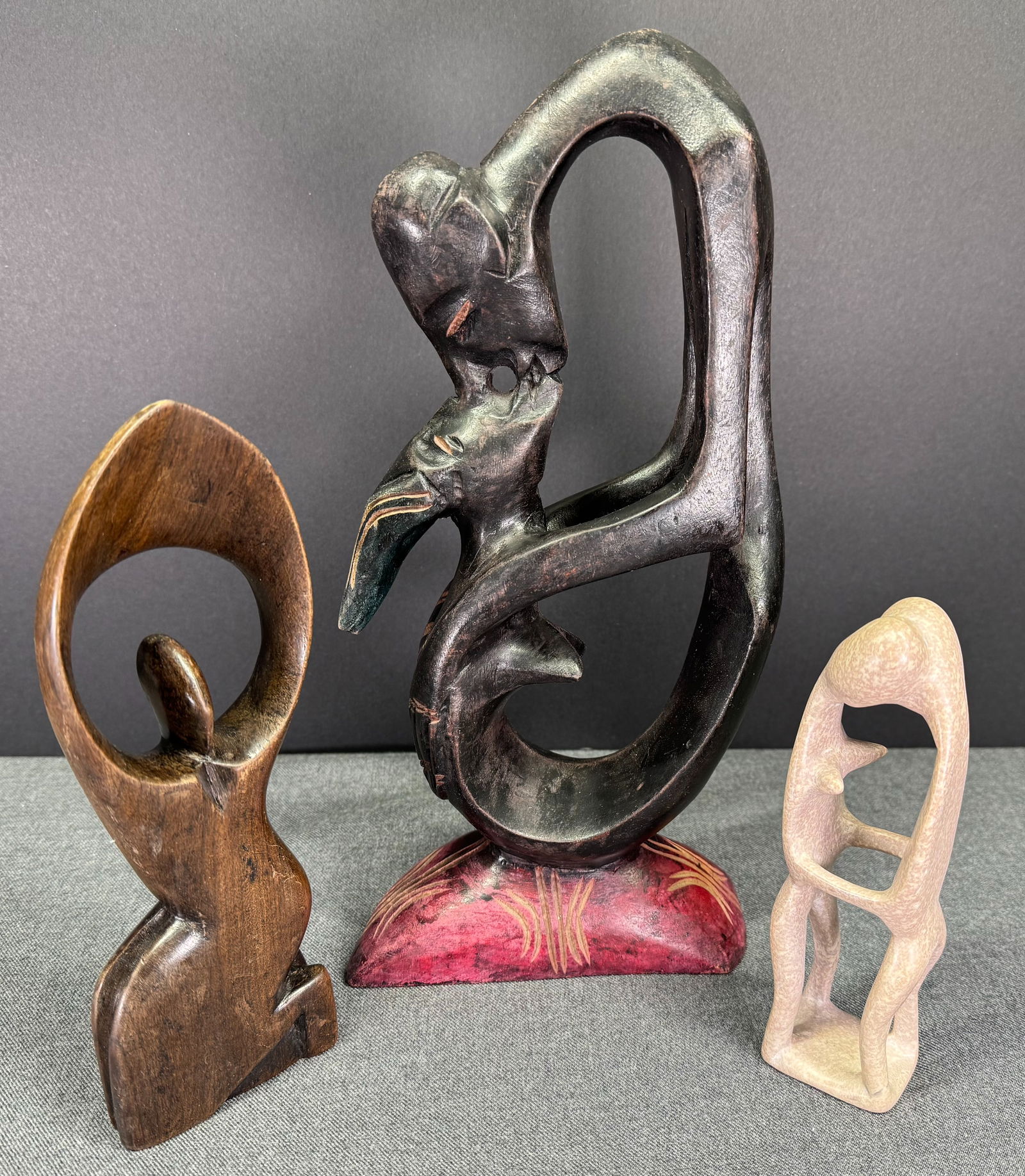 Group of African Couple Figures.  Carved wood, soapstone. (1 of 11)