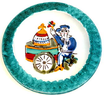 MCM Desimone Italy Pottery Figural Plate.: MCM Desimone Italy Pottery Figural Plate. It measures 10 inches in diameter. Weight: 730 Grams. This is a NO RESERVE AUCTION: there are no hidden or confidential reserves, all acceptable bidding comme