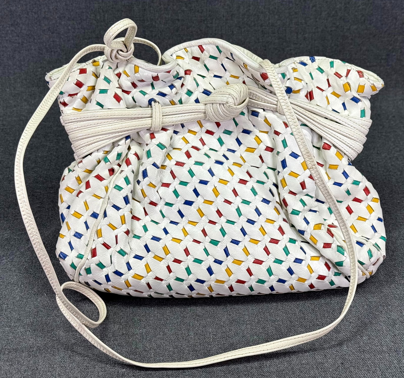 Vintage 1980s Sharif woven color leather purse bag (1 of 14)