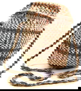 Amazonian Xingu woven lidded basket.: Amazonian Xingu woven lidded basket. Plant fiber and cotton thread. It measures 8 1/4 inches high and 6 inches widest. Weight: 6 oz. This is a NO RESERVE AUCTION: there are no hidden or confidential r