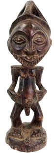 Africa Kusu, DRC, Male Figure. Carved wood.: Africa Kusu, DRC, Male Figure.Carved wood. It measures 9 1/4 inches high x 3 inches. Weight: 7 oz. Collected in DRC in the 70s. This is a NO RESERVE AUCTION: there are no hidden or confidential reserv