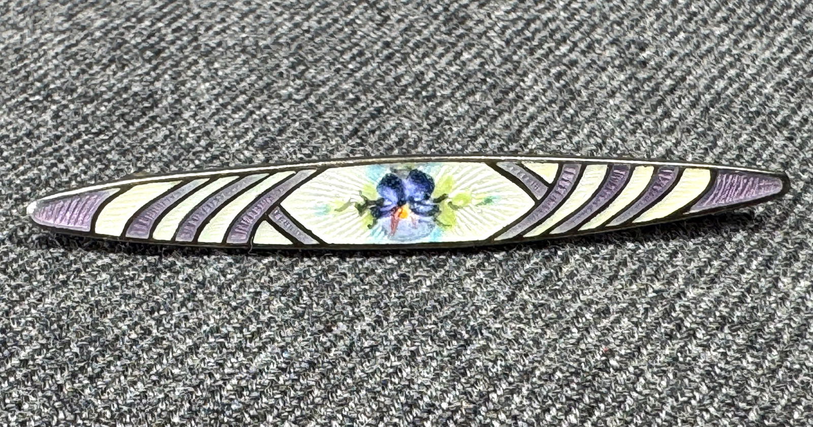 Antique F.A. Hermann flower enamel sterling silver brooch pin (1 of 10)