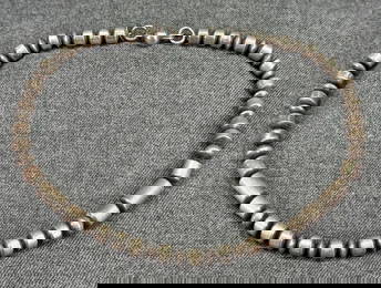 Vintage Margaret Lee ML Navajo sterling silver beaded necklace