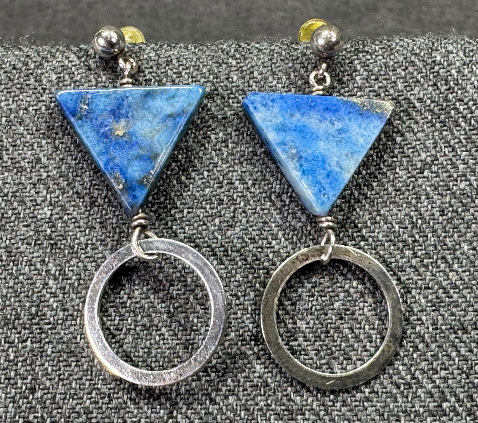 Vintage modern style lapis sterling silver stud earrings (1 of 5)