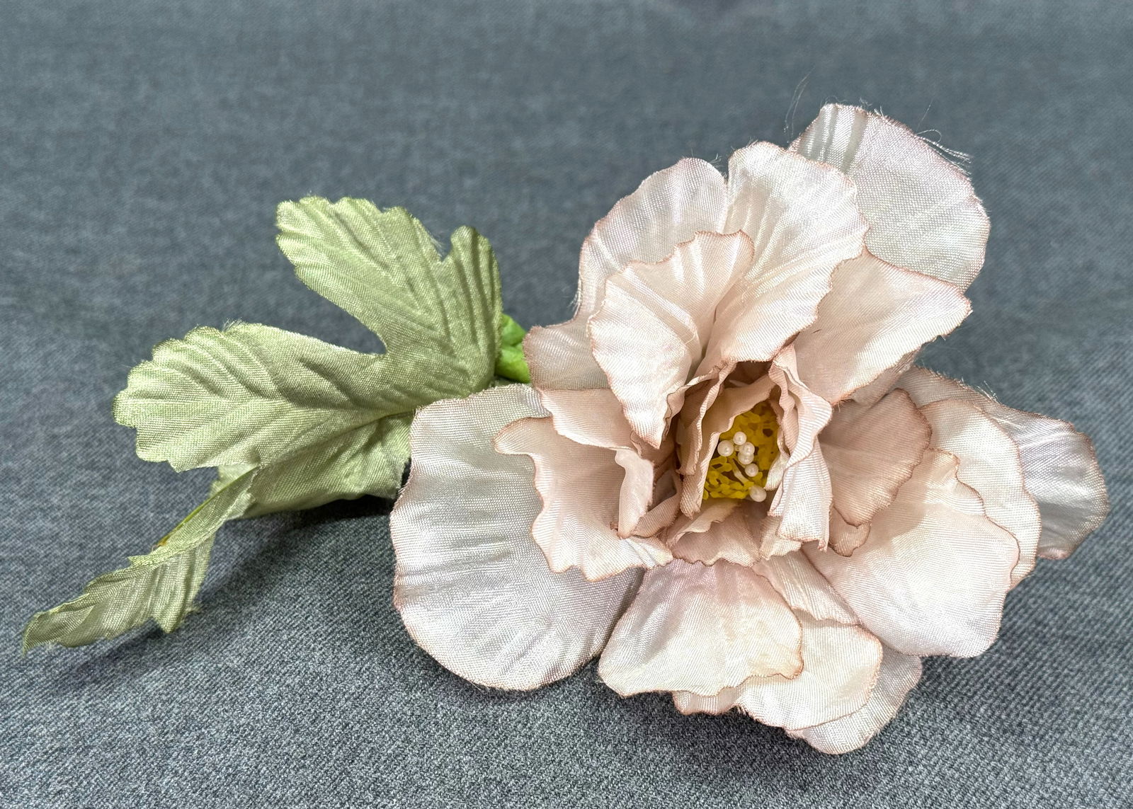 Vintage fabric brownish accents flower millinery applique: Vintage fabric brownish accents flower millinery applique. For measures please refer to the pictures taken with a measuring tape. < IN HOUSE Estimated* SHIPPING & HANDLING COST WITHIN THE U.S. : $7 WE