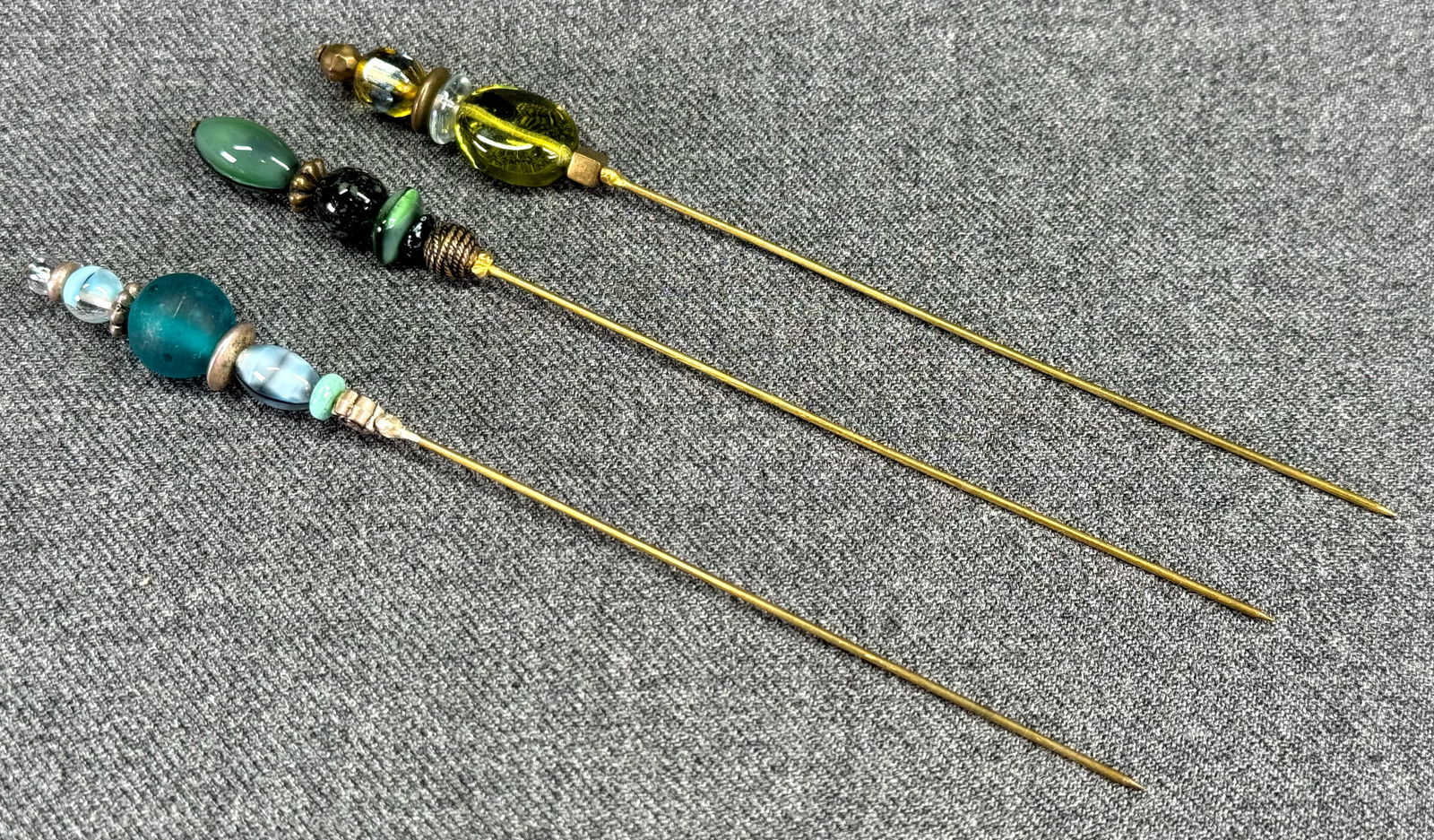 Assorted glass, metal & plastic beaded hat pins (1 of 6)