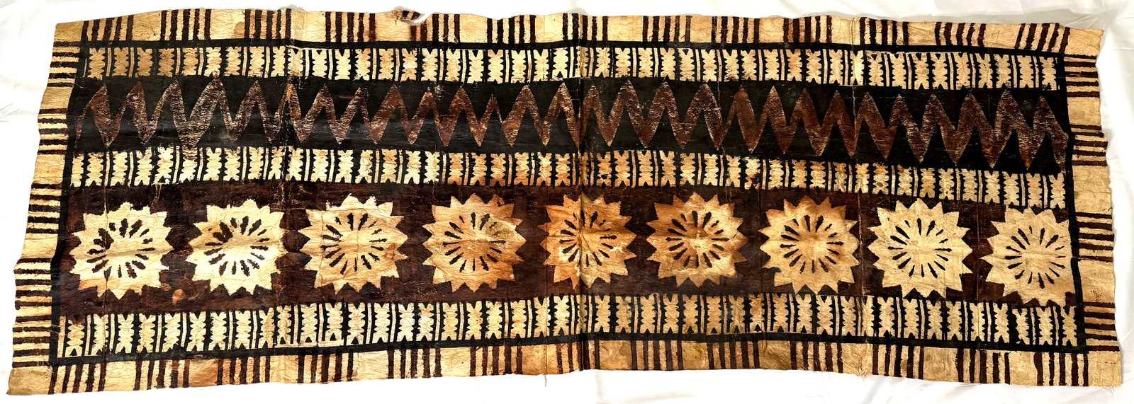 Fiji Islands Tapa Cloth: Fiji Islands Tapa Cloth. For measures please refer to the pictures taken with a measuring tape. IN HOUSE Estimated* SHIPPING & HANDLING COST WITHIN THE U.S. : $16 WE COMBINE SHIPPING. *This estimate w