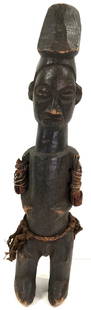 African Yaka, DRC, Fetish Figure. Carved wood: African Yaka, DRC, Fetish Figure. Carved wood, fibers, fabric. It measures 18 1/2 inches tall . This is a NO RESERVE AUCTION: there are no hidden or confidential reserves, all acceptable bidding comme