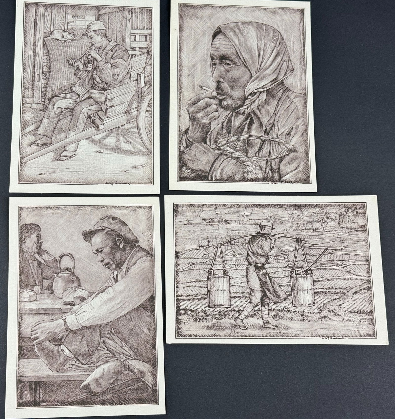 Vintage Japanese 50's Willy Seiler Art Postcards.Pipe Smoker,Relaxing,Lunch Hour,Honey Bucket Man: Vintage Japanese 50's Willy Seiler Art Postcards published byThe Willy Seiler Studio, Karuizawa Japan. The Pipe Smoker Relaxing Lunch Hour Honey Bucket Man. For measures please refer to the pictures t