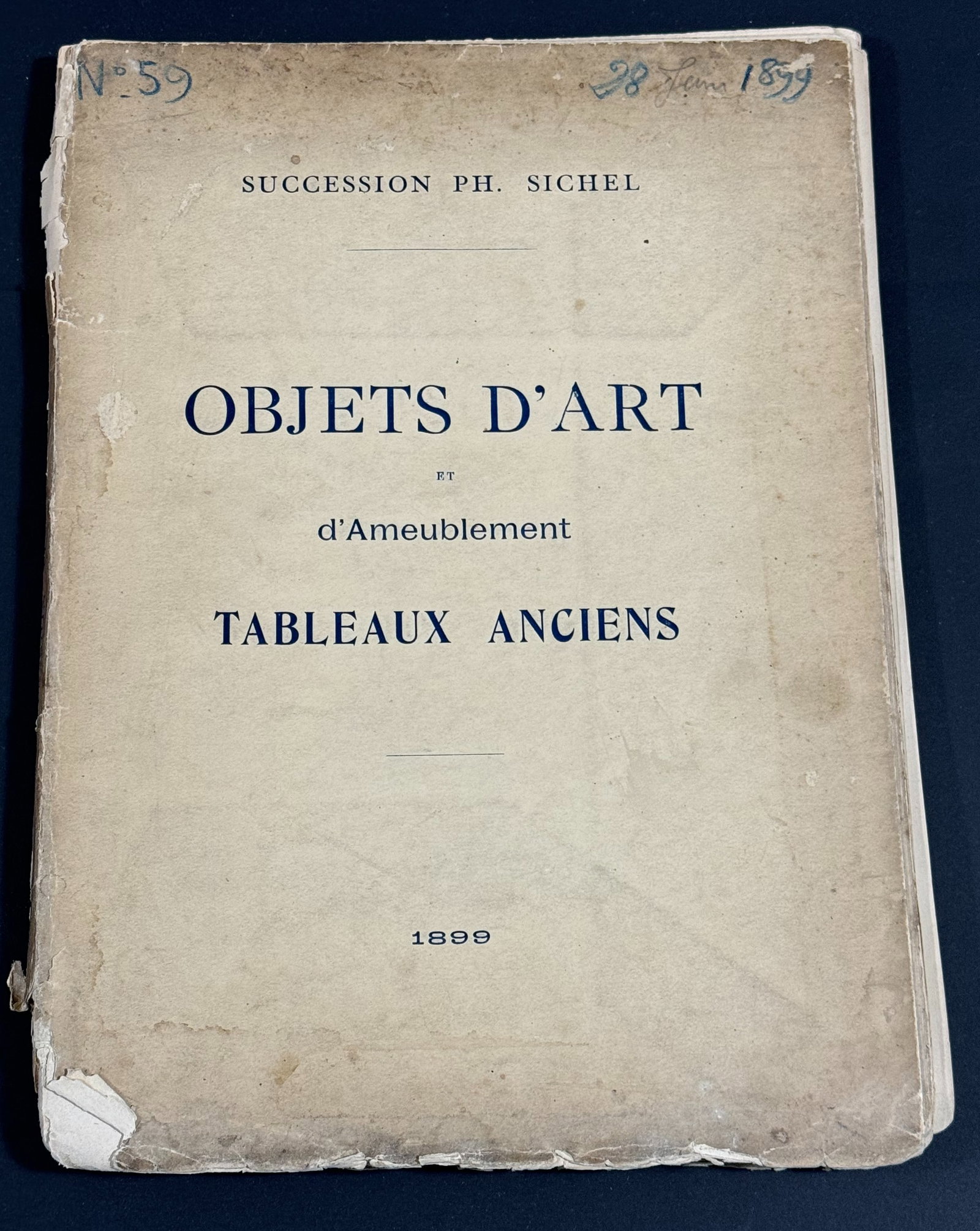 Galerie Georges Petit Paris Sichel Estate Auction Catalog June 1899: Galerie Georges Petit Paris Sichel Estate Auction Catalog June 1899. It measures 12 1/2 x 9 inches. This is a NO RESERVE AUCTION: there are no hidden or confidential reserves, all acceptable bidding c