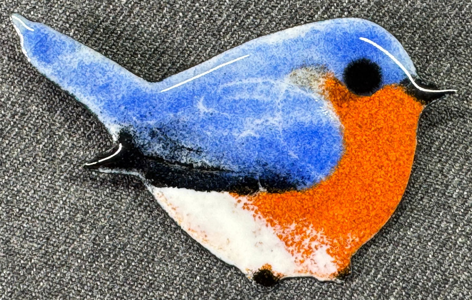 Vintage hand painted enamel copper blue bird brooch pin (1 of 6)