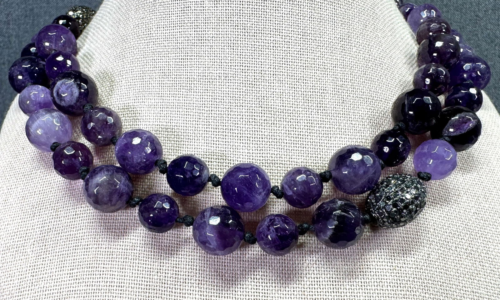 Vintage faceted amethyst and jeweled beads necklace (1 of 7)