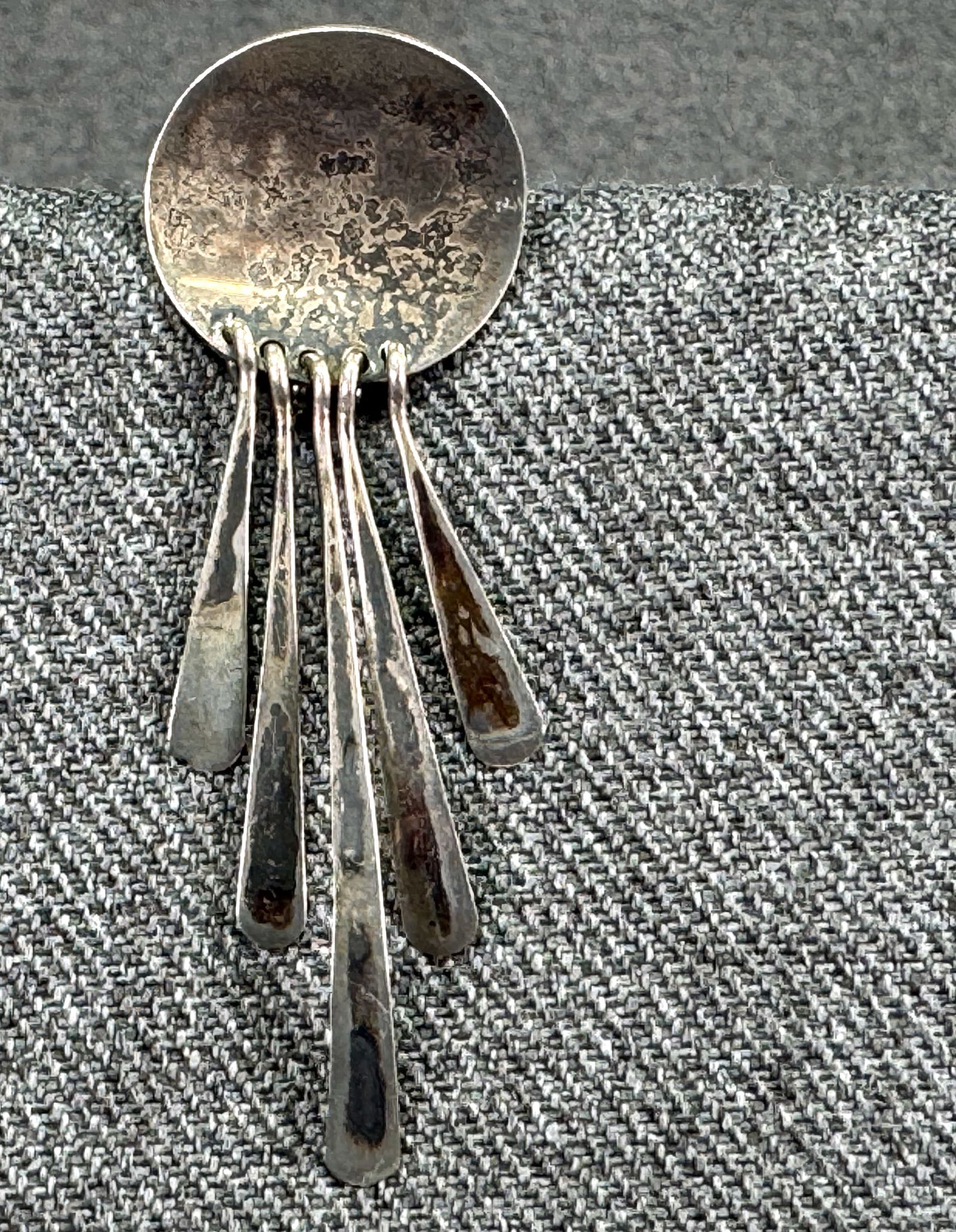 Vintage Native American Navajo sterling silver stud solo earring with dangles (1 of 6)