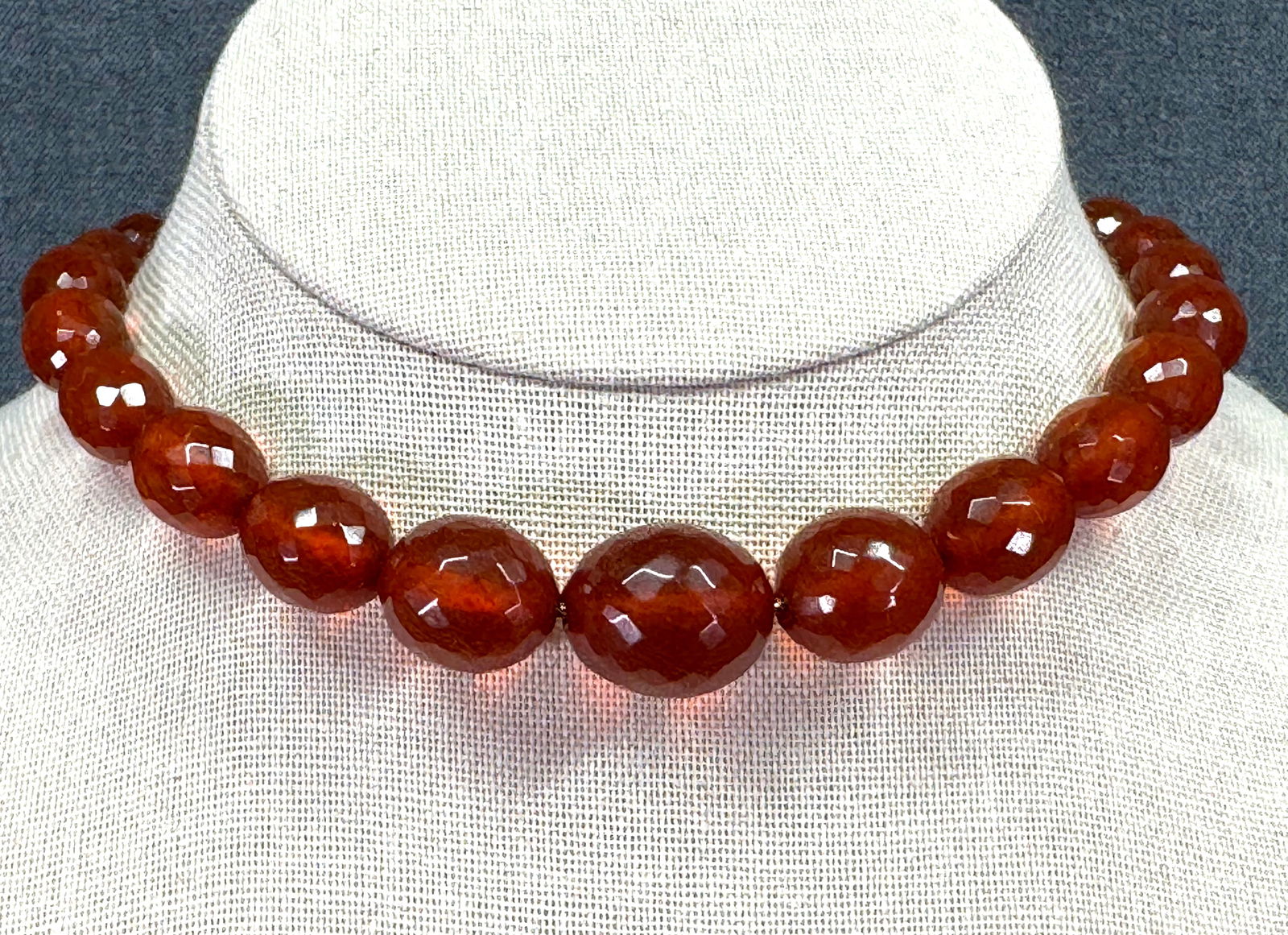 Vintage 40s faceted amber color plastic? chained beaded necklace. (1 of 9)
