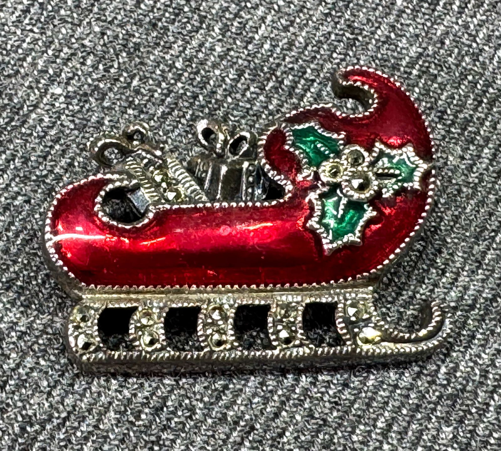 Vintage Judith Jack sterling silver Christams Santa sleigh pin brooch (1 of 9)