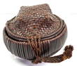 African Kuba DRC Lidded Basket. Woven vegetal fibers.