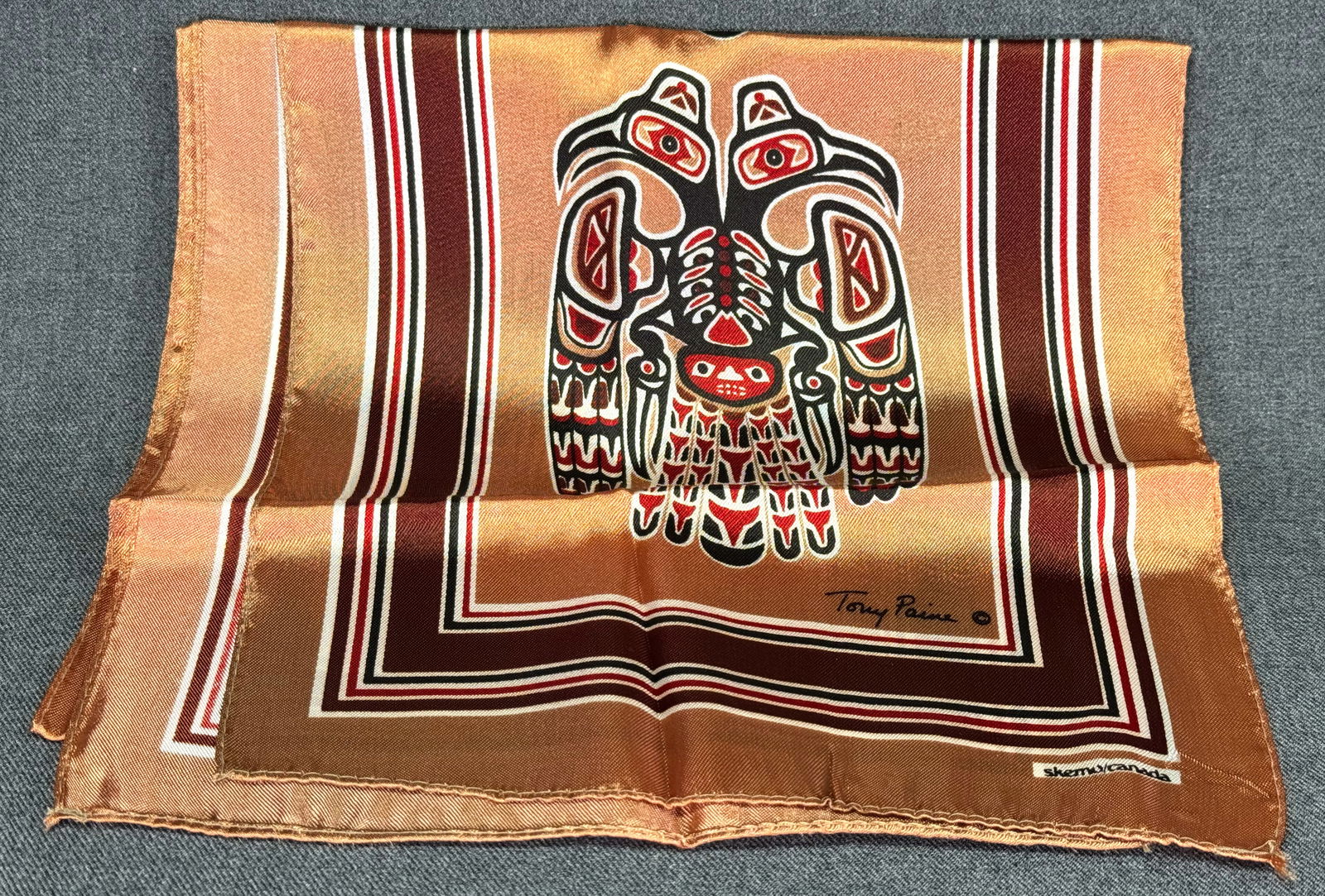 Vintage 70s Tony Paine for Skemo Canada Pacific Northwest Totem Design Scarf (1 of 6)