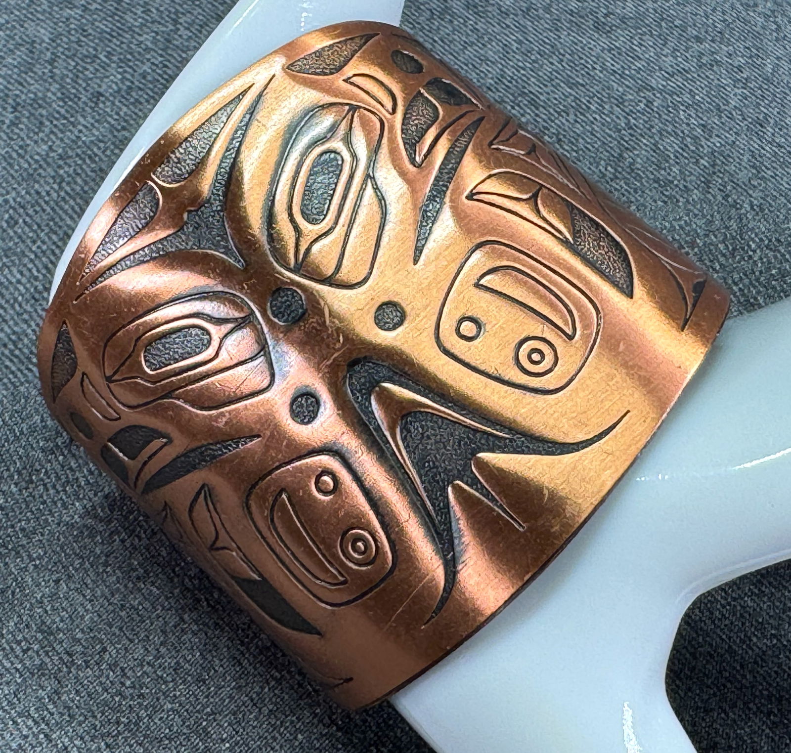 Northwest Coast Double Eagle Copper Wide Cuff Bracelet (1 of 9)