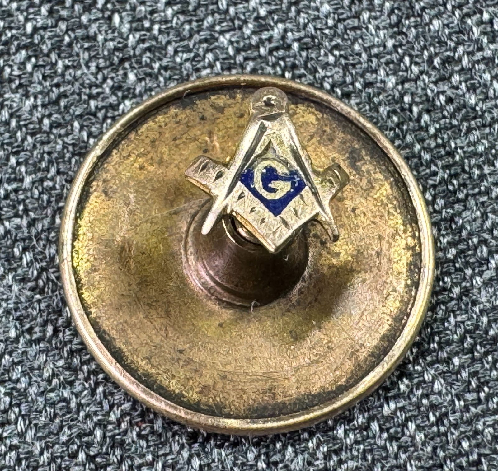 Vintage Antique Masonic Freemason Enamel Gold-filled Screw Back Lapel Pin (1 of 5)