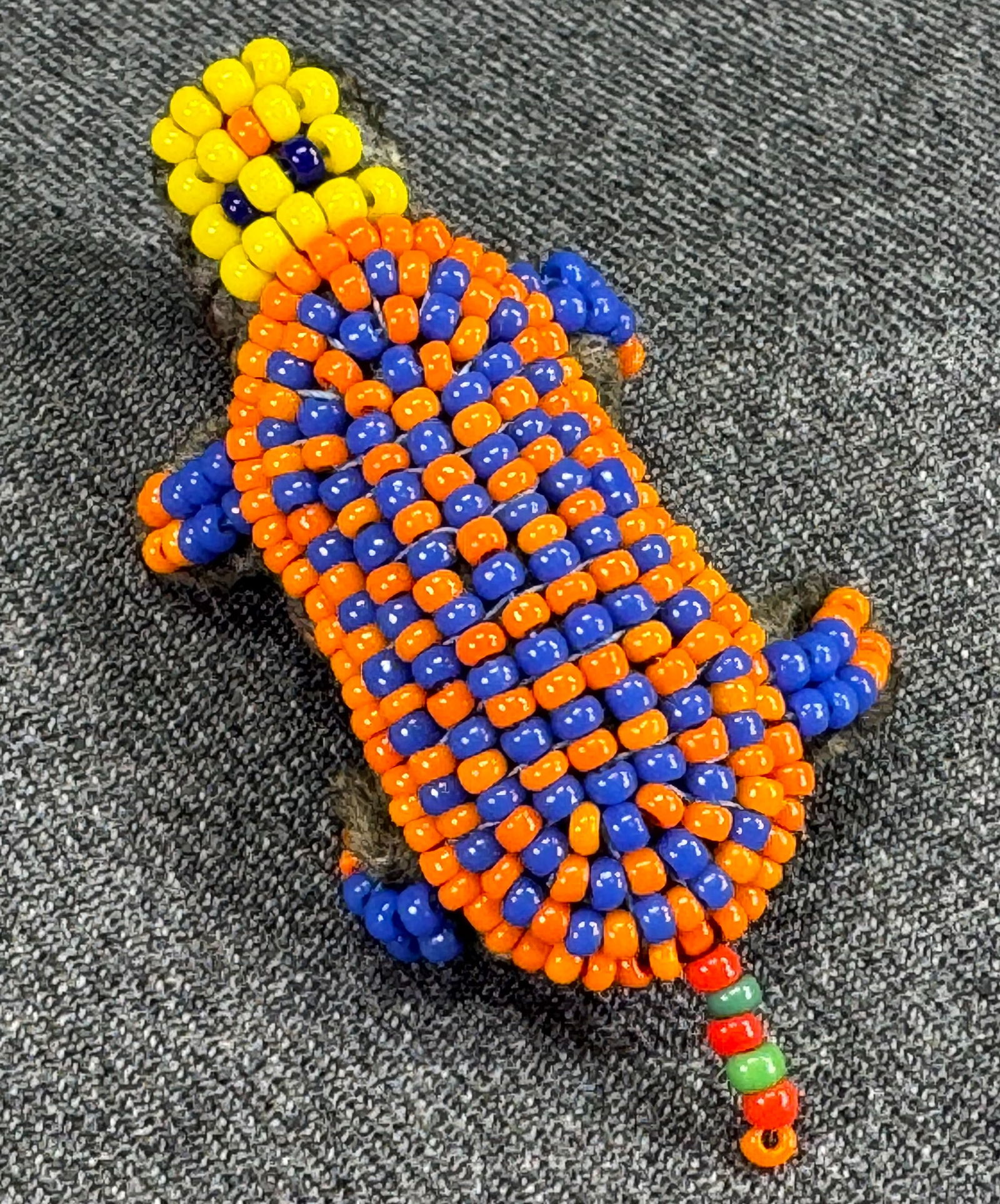 Vintage Native American turtle beadwork brooch pin. (1 of 5)