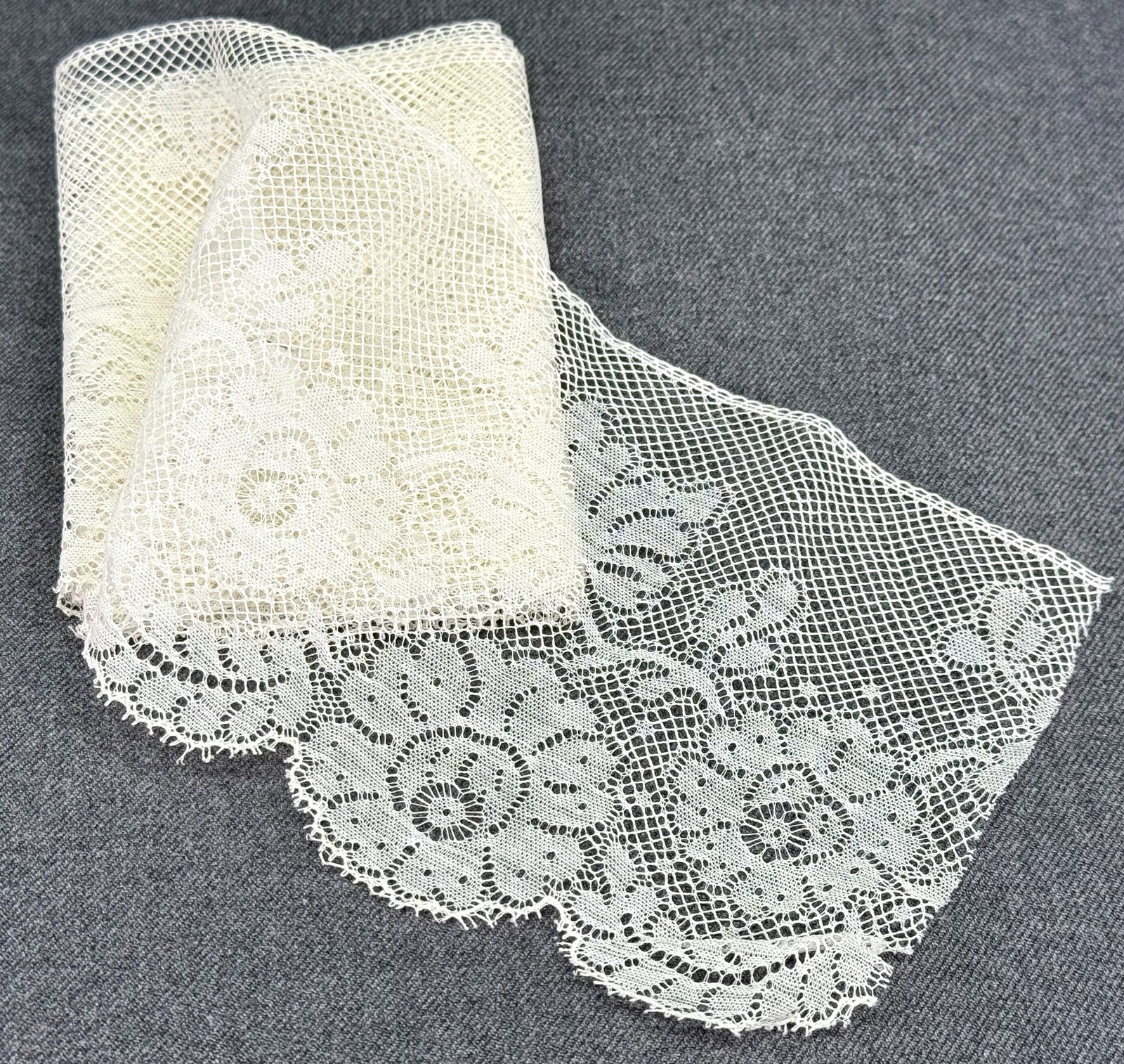 Vintage lace trim for sewing crafts. 1 yard long. Unused: Vintage lace trim for sewing crafts. 1 yard long. Unused For measures please refer to the pictures taken with a measuring tape. < IN HOUSE Estimated* SHIPPING & HANDLING COST WITHIN THE U.S. : $7 WE C