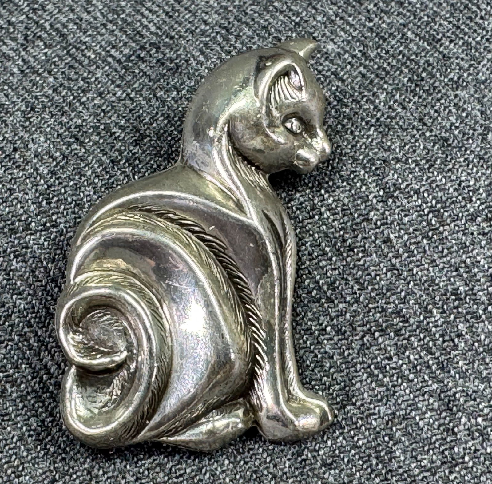 Vintage Beau Sterling Silver Kitten Cat Brooch Pin (1 of 7)
