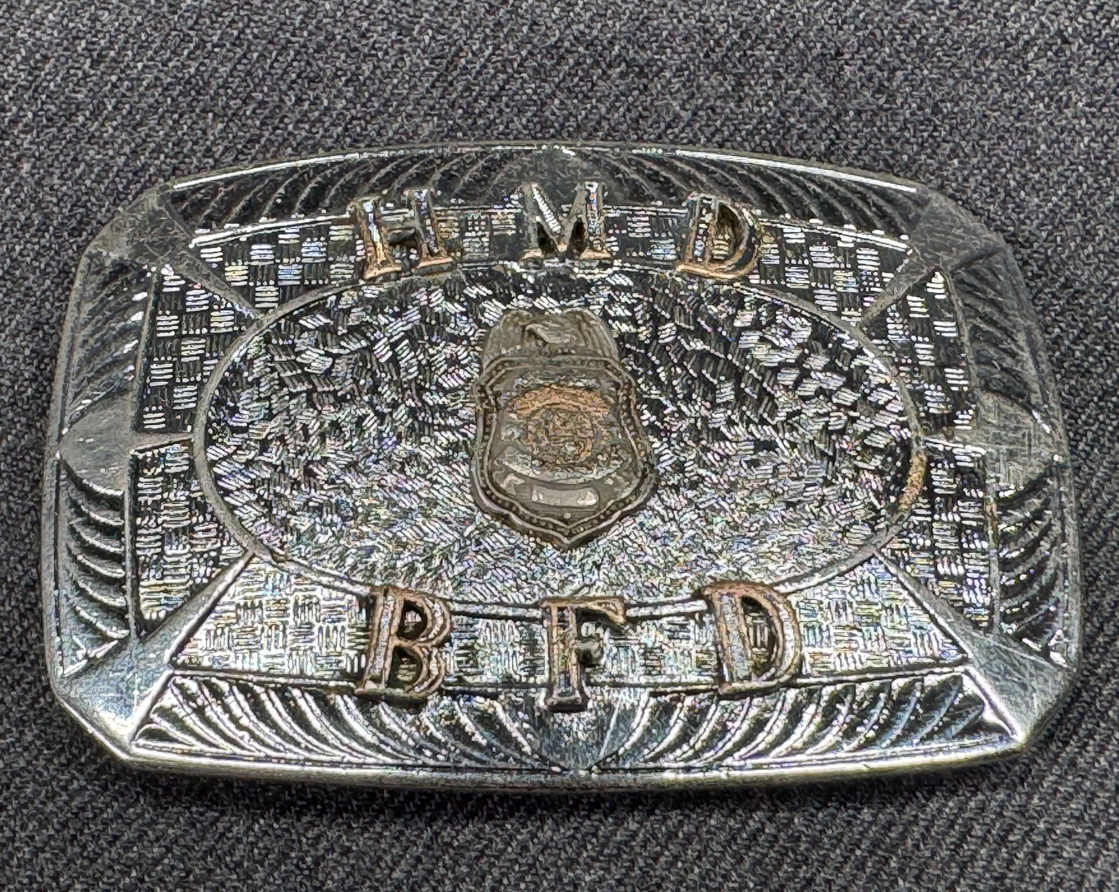 Antique HMD BFD initials Stalder MFG Co, Inglewood CA , Union Made belt buckle (1 of 6)