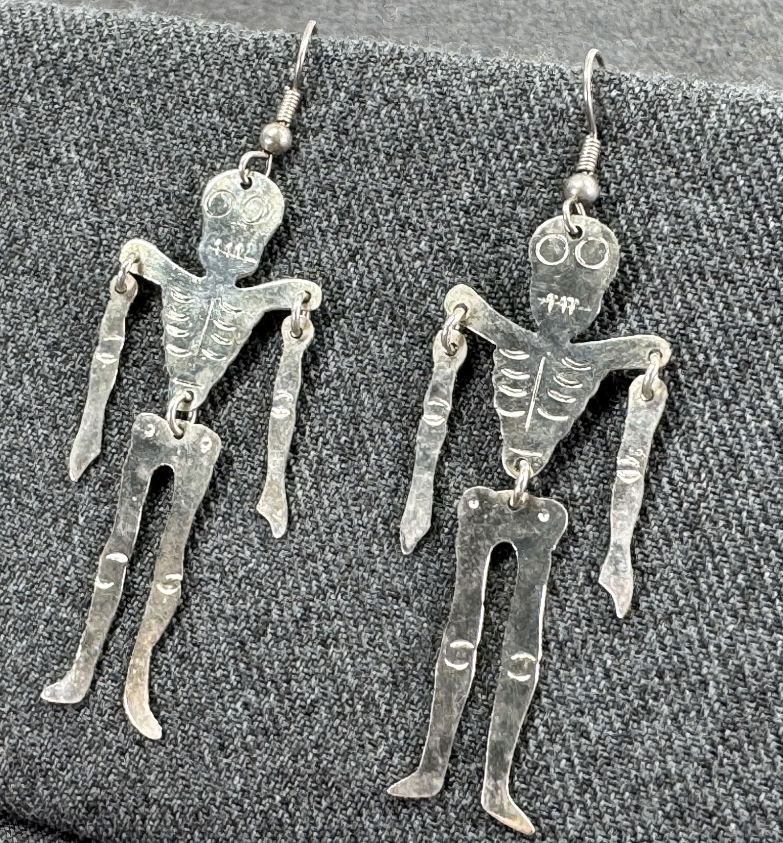 Vintage Mexican alpaca day of the dead dancing skeleton earrings (1 of 5)