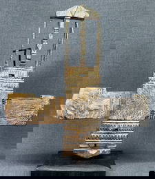 African Dogon Mali Door Lock With bolt. Carved wood, metal pins.