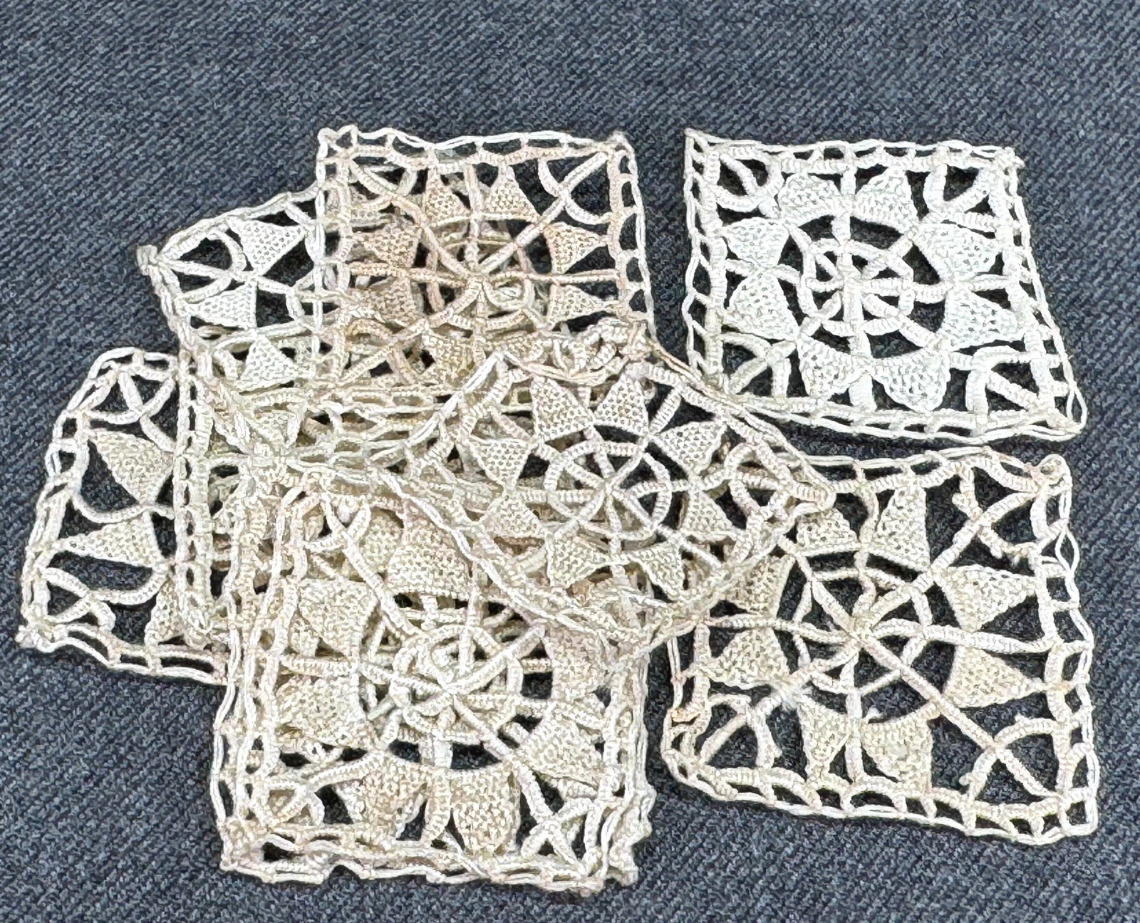 Vintage flower Cyprus lace square appliques for sewing crafts. Lot of 9. Unused: Vintage flower Cyprus lace square appliques for sewing crafts. Lot of 9 assorted sizes. Unused. For measures please refer to the pictures taken with a measuring tape. < IN HOUSE Estimated* SHIPPING &