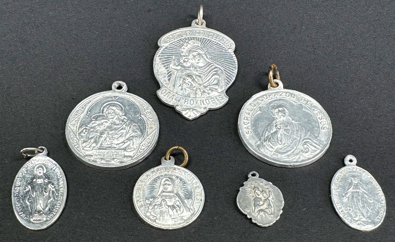 Antique assorted Christian aluminum medals. Lot of 7. (1 of 15)