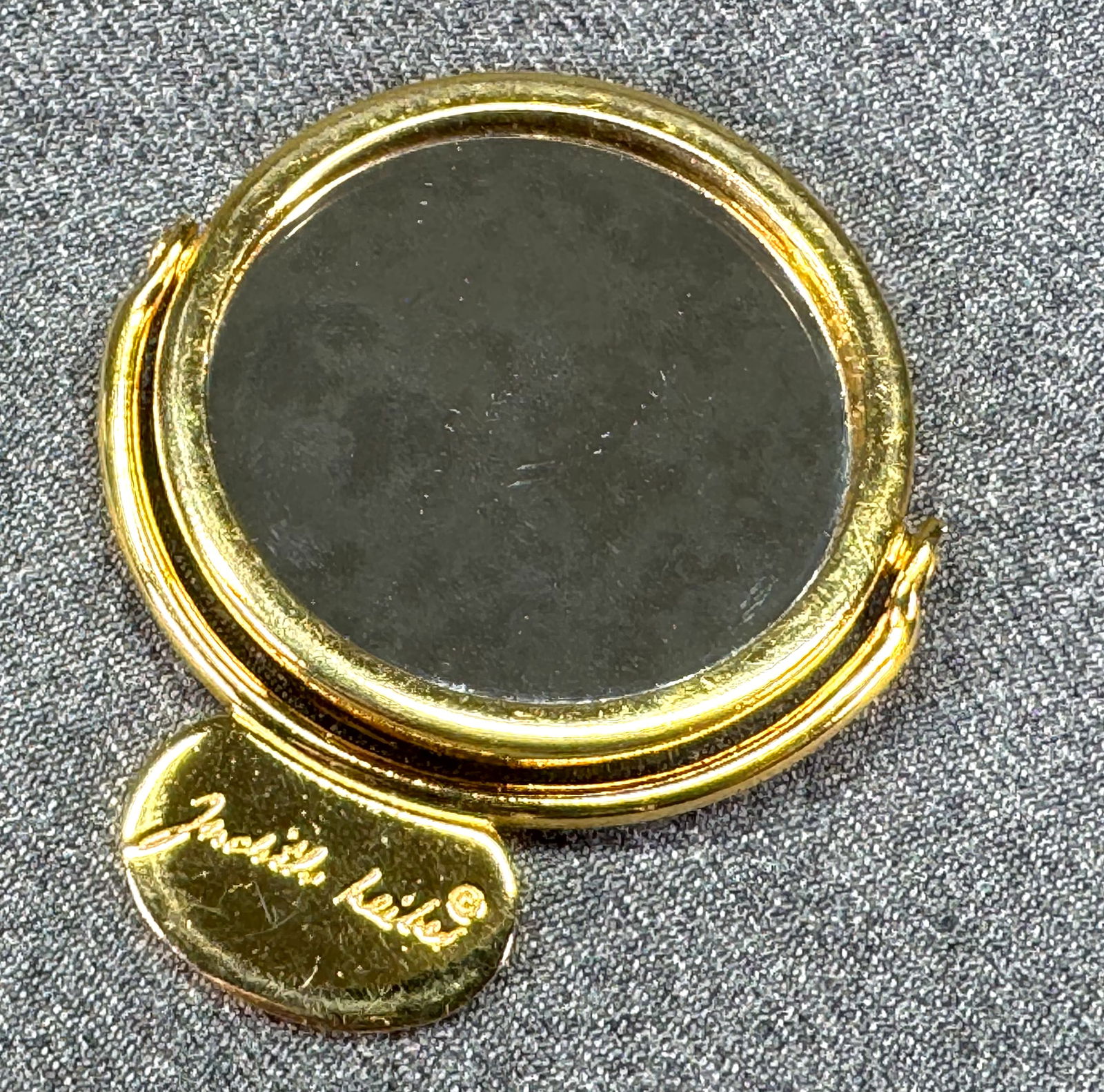 Vintage Judith Leiber Italy Goldtoned Dual Sided Purse Mirror (1 of 7)