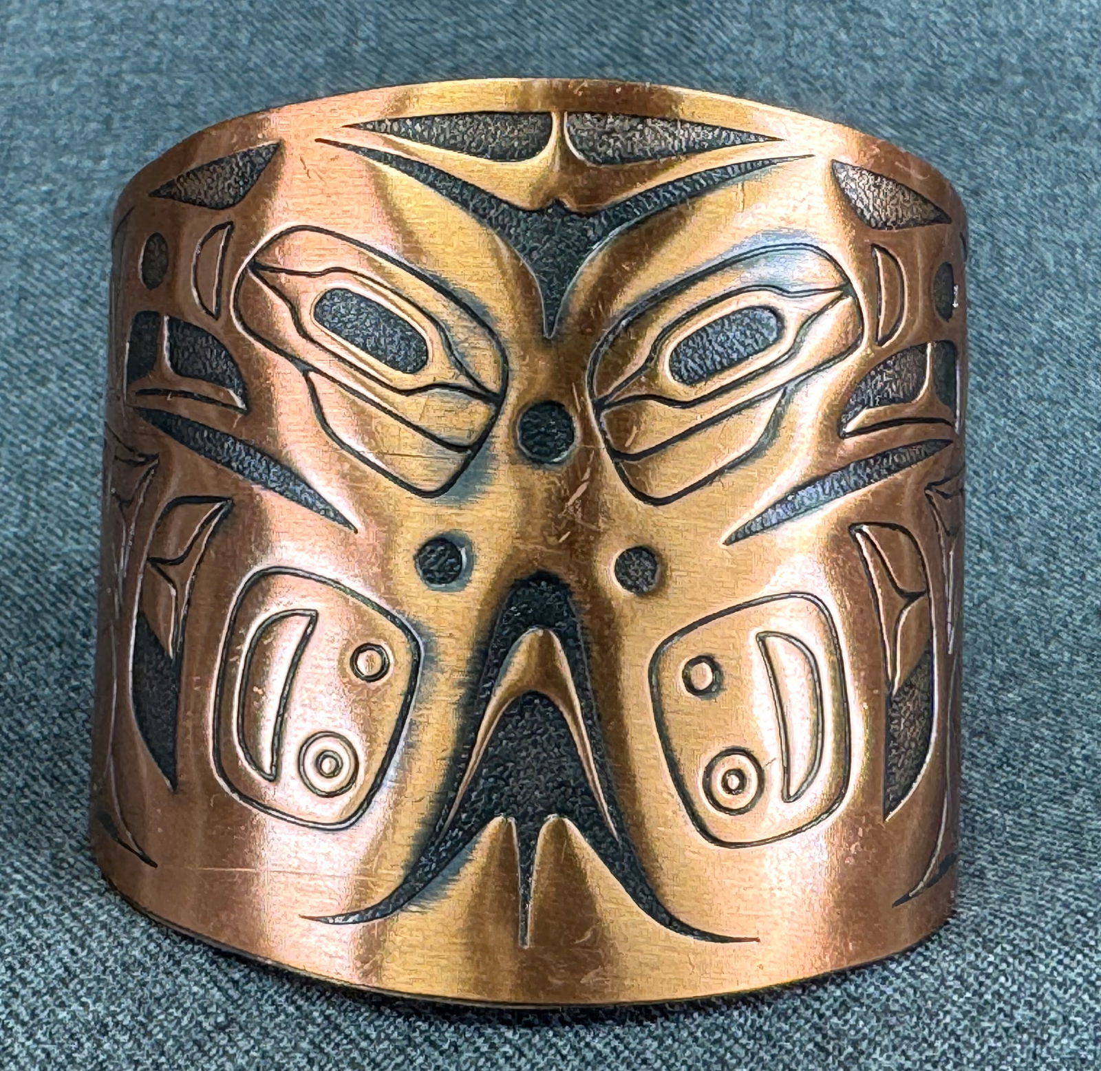 Northwest Coast Double Eagle Copper Wide Cuff Bracelet (1 of 9)