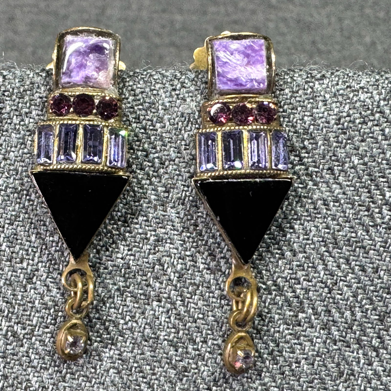 Sorrelli art deco style stones & crystals gold-toned stud earrings (1 of 8)