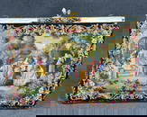 Vintage courting scene petit point needlepoint large purse bag