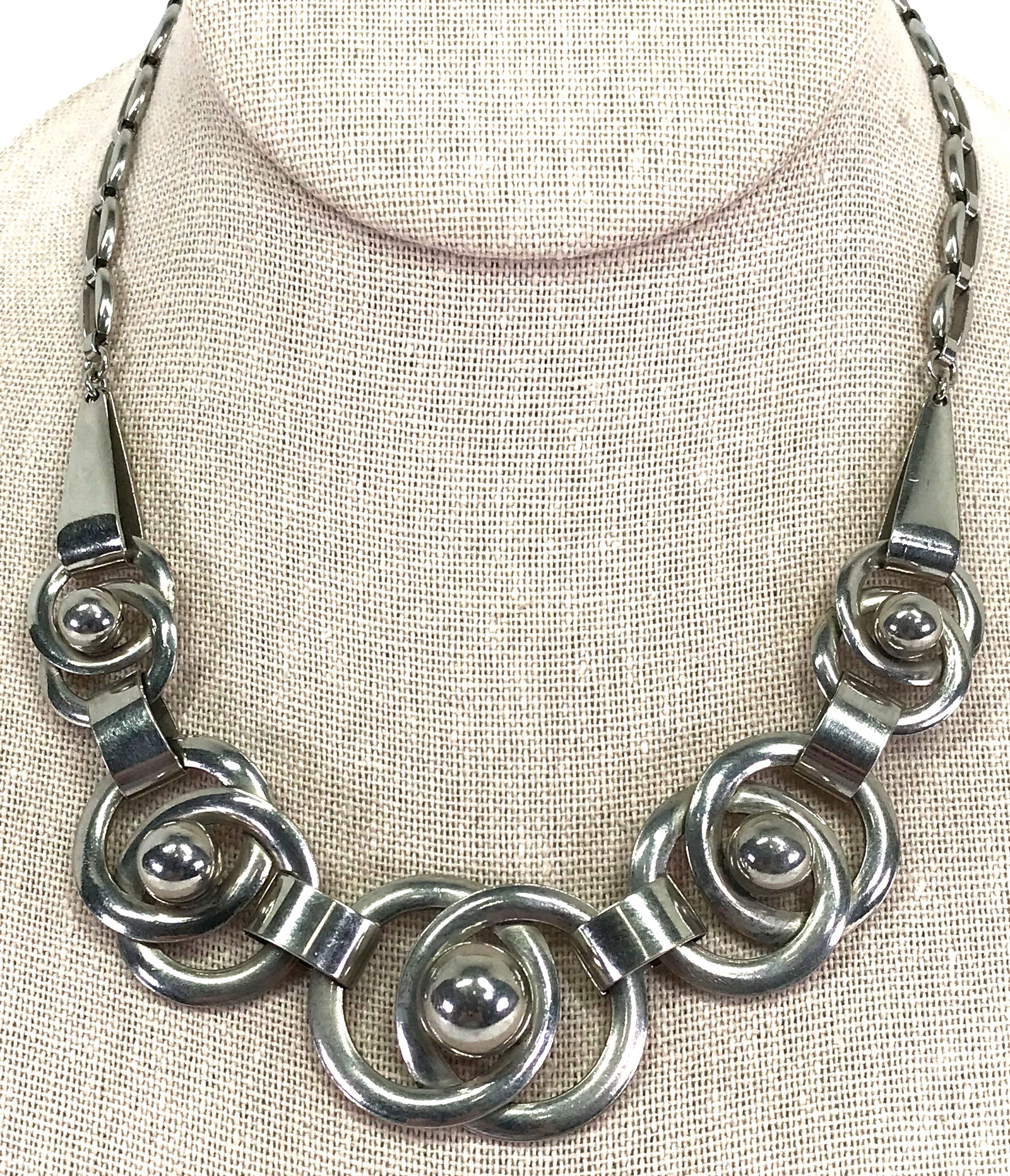 Vintage machine age Jakob Bengel style silvertone metal necklace. (1 of 9)