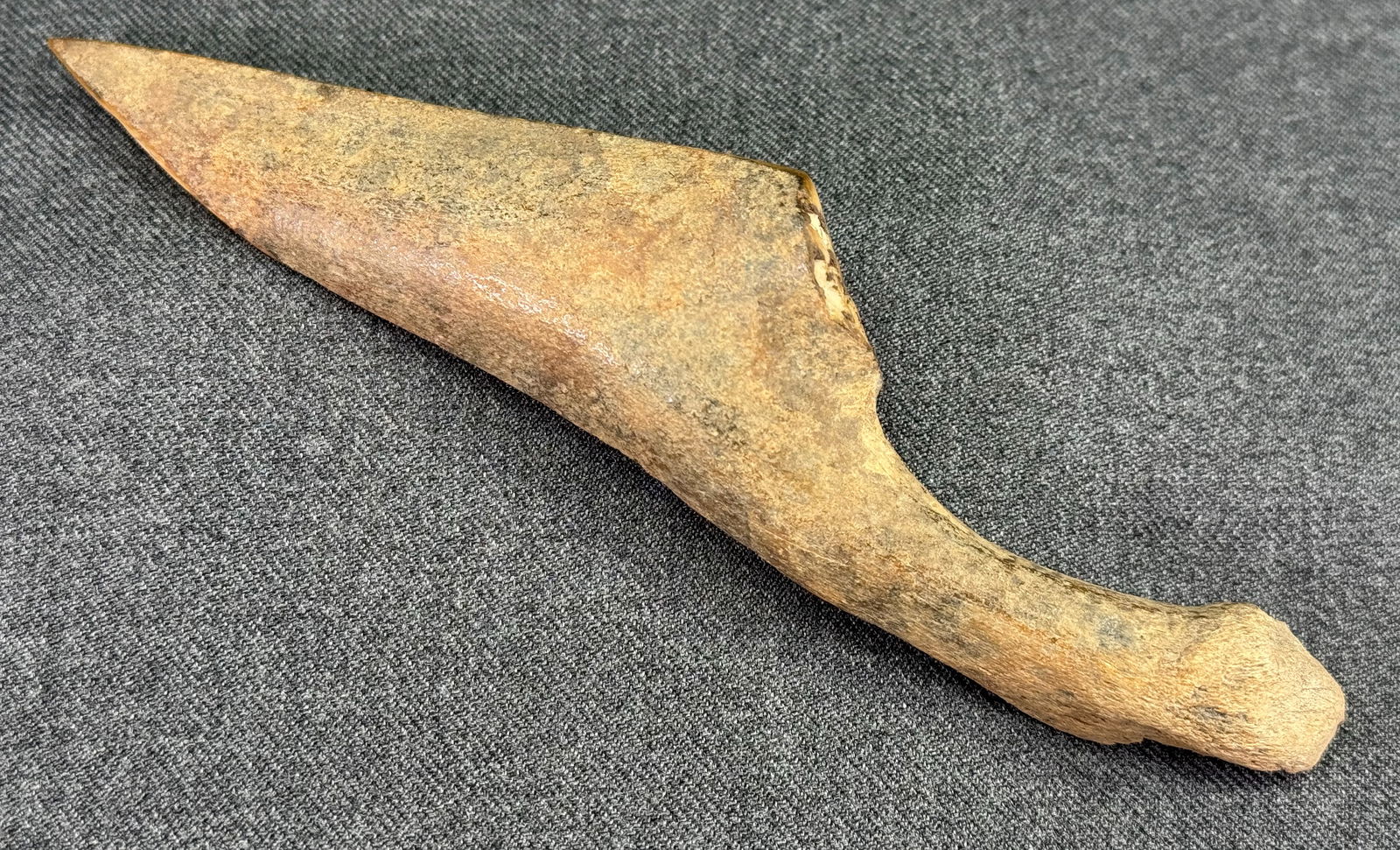 European Paleolithic Bone Point .: European Paleolithic Bone Point. Old paper label from collection.. For measures please refer to the pictures taken with a measuring tape. IN HOUSE Estimated* SHIPPING & HANDLING COST WITHIN THE U.S. :