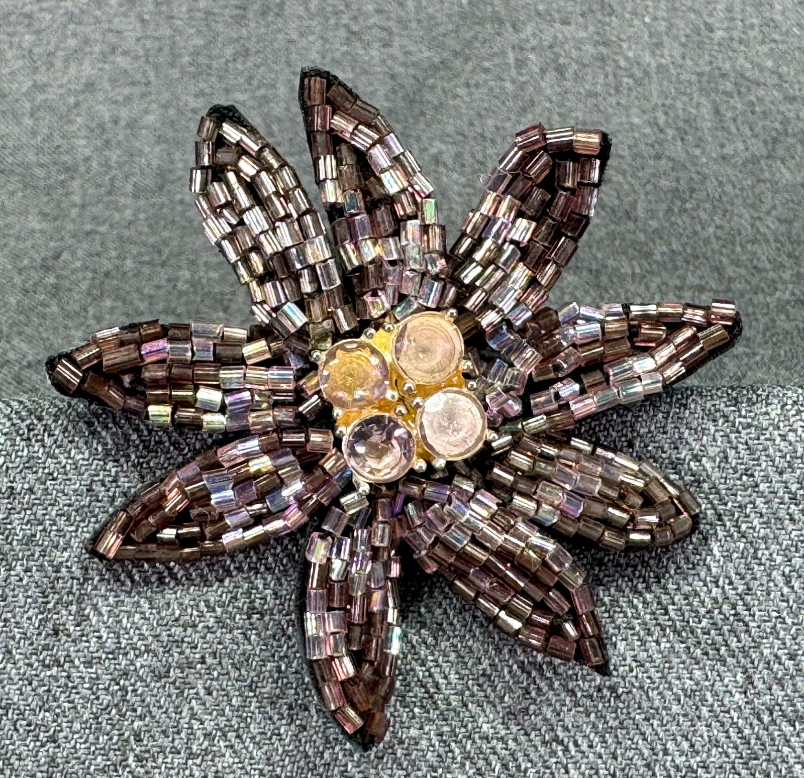 Kenneth Cole KC beaded leather flower brooch pin (1 of 6)