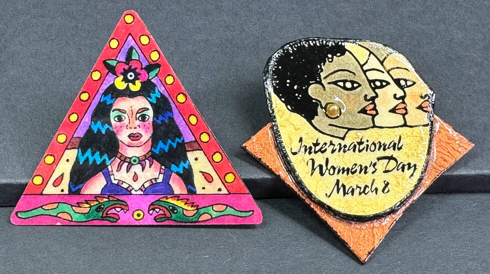 Vintage artsy hand crafted women??s day & other pin brooches.: IN HOUSE FLAT SHIPPING & HANDLING COST WITHIN ALL THE U.S. : $7 To bypass LiveShipping, and use our In-House shipping service for $7 or shipping combined for multiple lots, please select “Arrange Yo