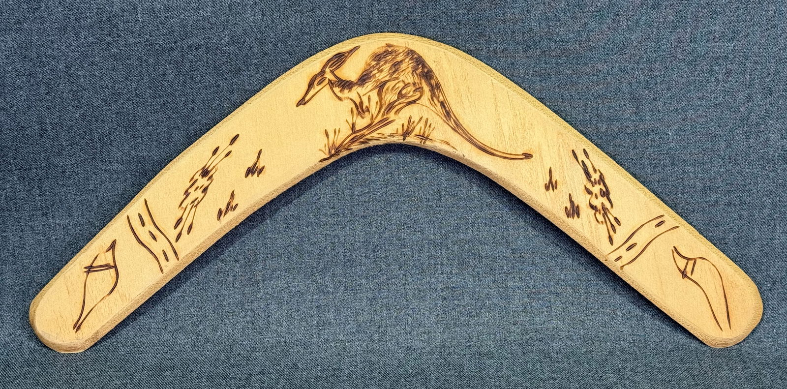 Australian Boomerang. Carved and burnt wood. (1 of 4)