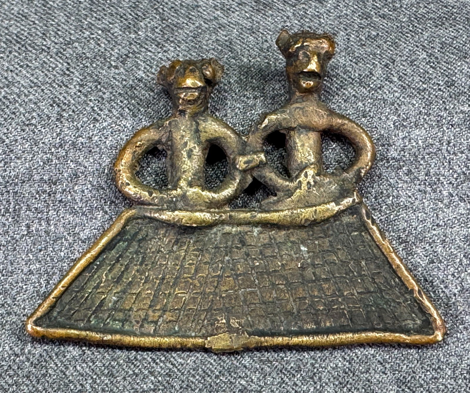 African Senufo Ivory Coast Divination Twin Figure.  Bronze. (1 of 8)