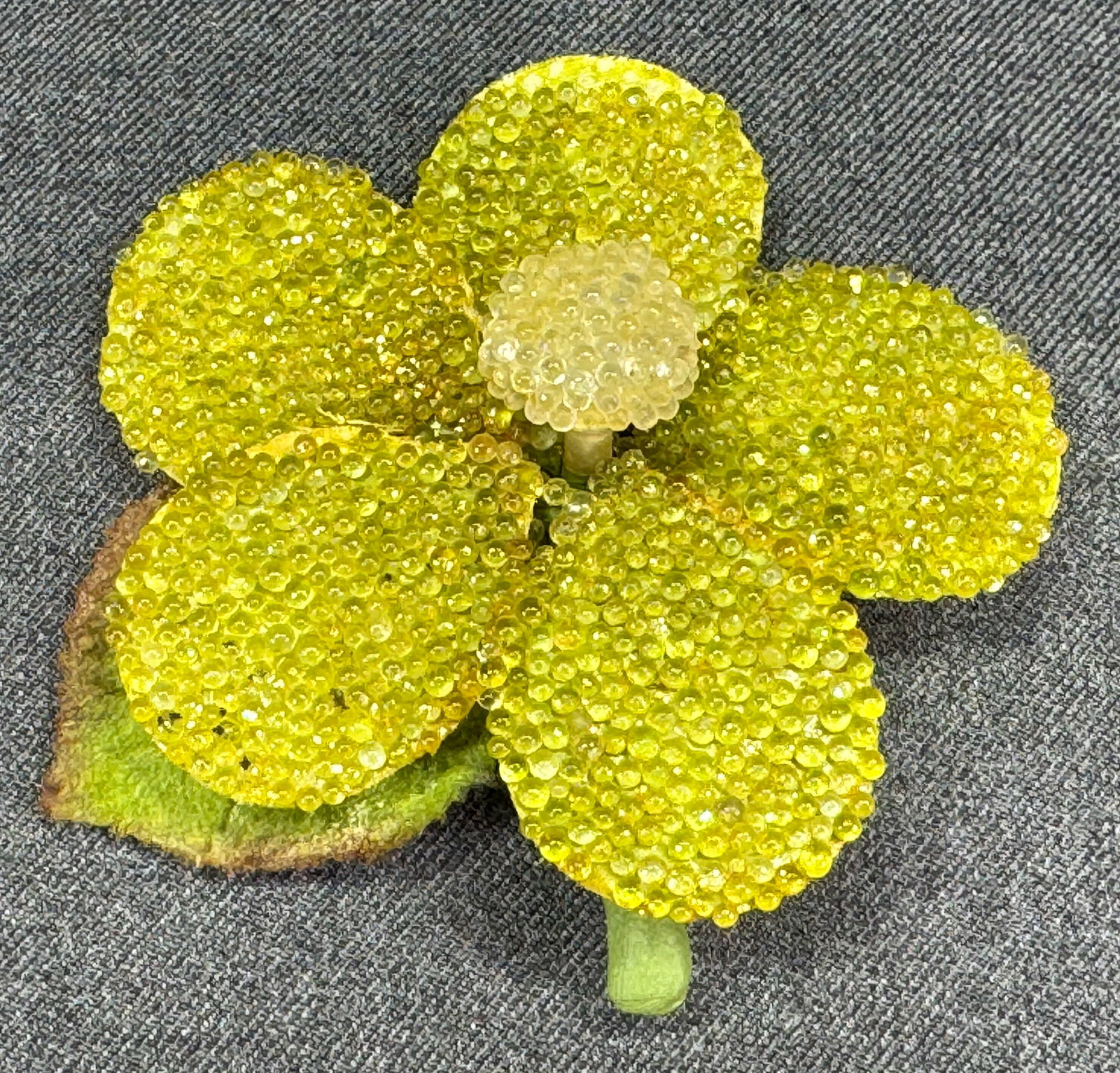 Karin's Garden 3" "Rock Sugar" Lime Beaded Daisy Flower Brooch Pin: IN HOUSE FLAT SHIPPING & HANDLING COST WITHIN ALL THE U.S. : $7 To bypass LiveShipping, and use our In-House shipping service for $7 or shipping combined for multiple lots, please select “Arrange Yo
