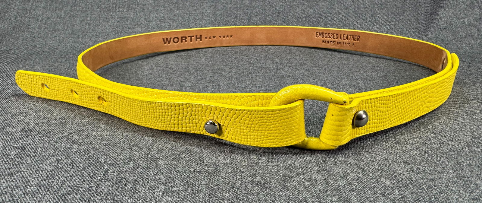 Vintage Worth New York yellow embossed leather belt (1 of 12)