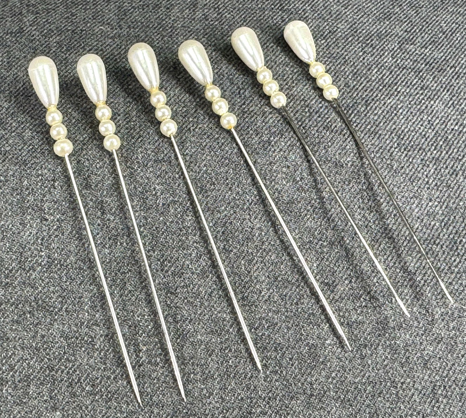 Vintage pearly beads hat pins hatpins. Lot of 6 (1 of 3)