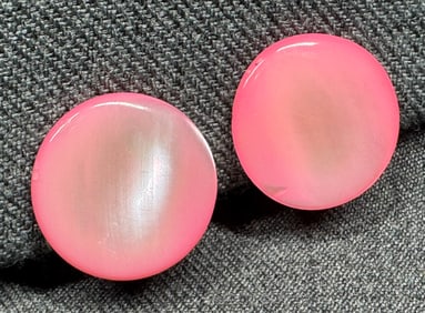 Vintage Japanese pink mother of pearl clip on earrings