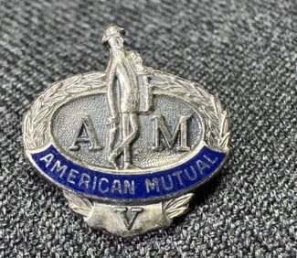 Vintage AM American Mutual Sterling Lapel Pin