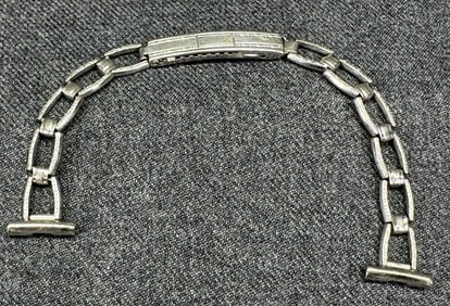 Antique art deco white gold filled Pontiac Made in USA women watch band. Deployment Clasp .