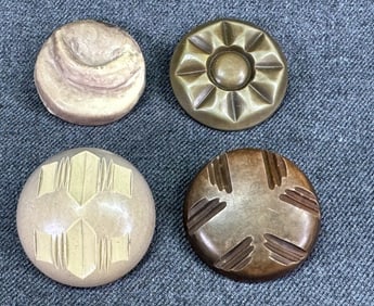 Vintage assorted gallalith buttons. Metal shank.  Lot of 4