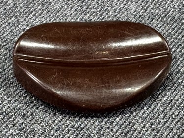 Vintage coffee bean shaped brown bakelite button