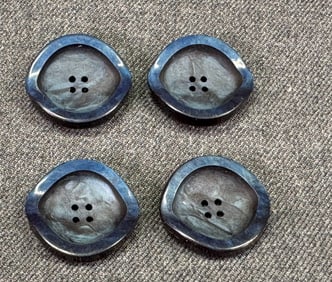 Vintage marbled blue galalith buttons. Lot of 4